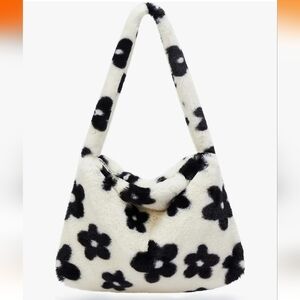 KALIDI, Fluffy Furry Tote Bag Large Plush Bag Women Girl Faux Fur Shoulder Bag